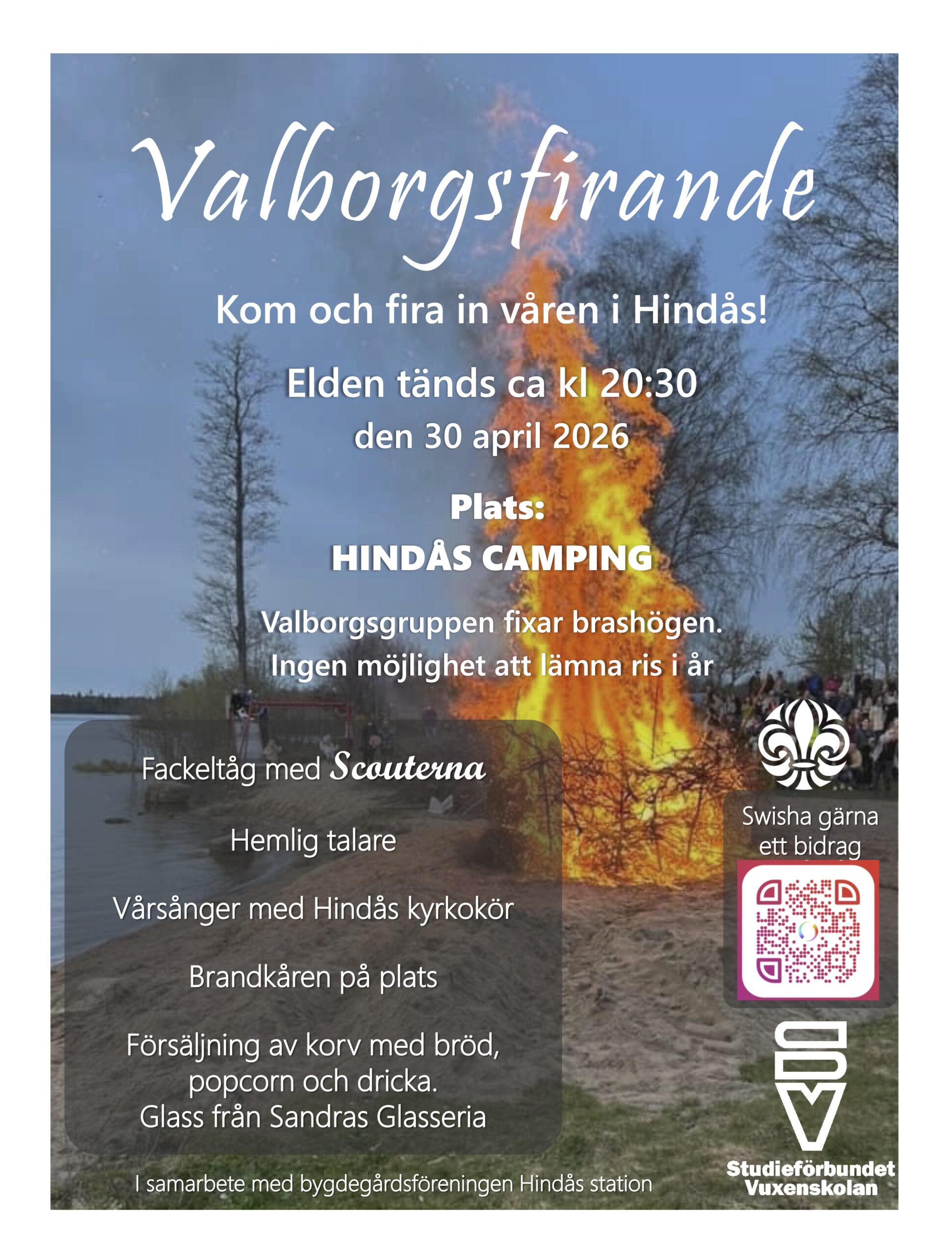 Vid sjön/campingen: Valborgsfirande 2026 @ Hindås